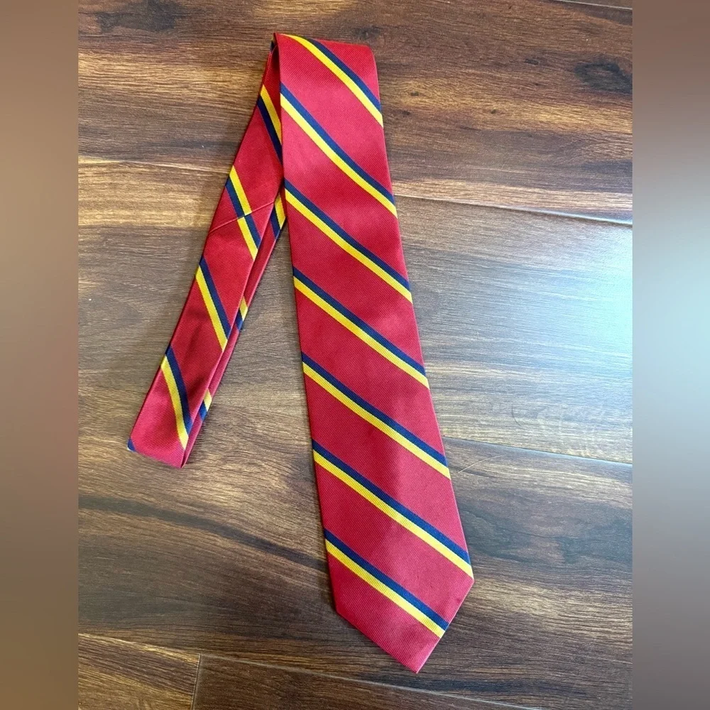 J. CREW Factory Silk Red and Yellow Striped Necktie